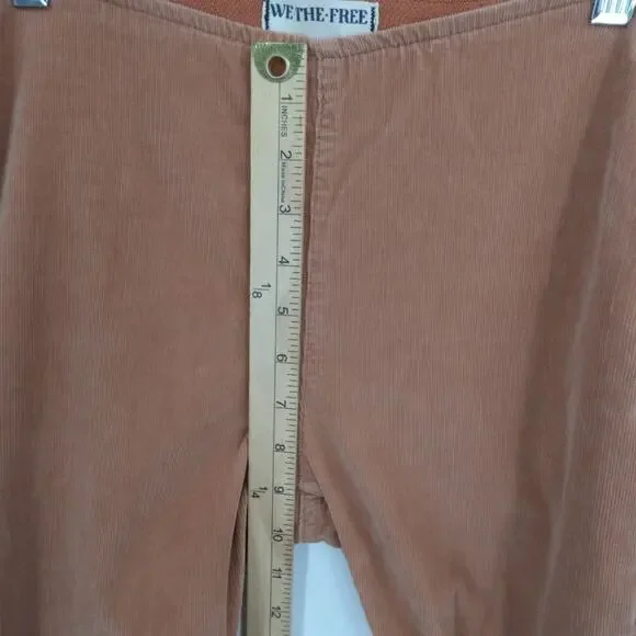 We the Free Pants Womens 28 Coral Corduroy‎ Straight Leg Side Zip Boho Western - Picture 5 of 12